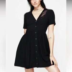 Disturbia Foxglove V Neck Mini Black Dress US Size 8 Item SS25DR1438 Womens